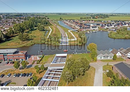 Aerial From Houkesloot Aquaduct Near Sneek In Friesland The Netherlands