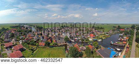 Aerial Panorama From The Village Warten In Friesland The Netherlands