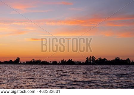 Sunset At The Sneekermeer In Friesland The Netherlands