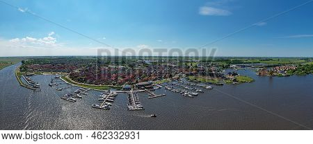 Aerial Panorama From The City Grou In Friesland The Netherlands