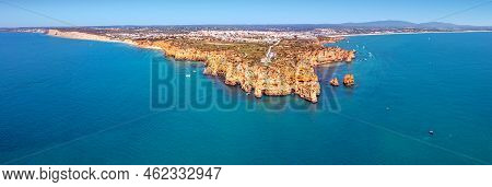 Aerial Panorama From The Lighthose And City Lagos In The Algarve Portugak