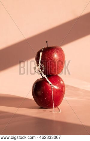 Fruits On A Stand On A Monochromatic Background