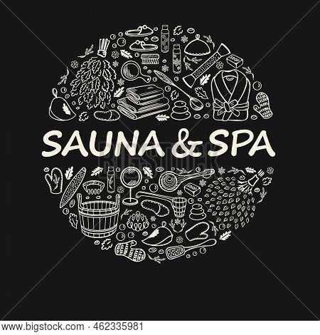 Suna And Spa Sketch In Circle Vector