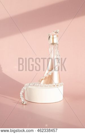 Costume Jewelry On A Monochromatic Background In The Interior