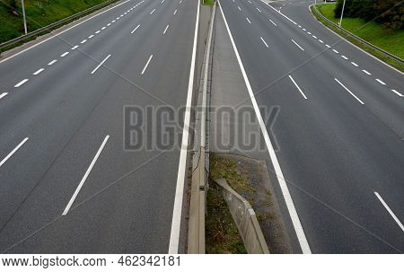 Separation Of Traffic Lanes On The Highway Using Movable Barriers. They Are Used In Places Where The