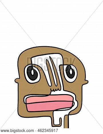 One Line Continuos Hand Drawn Man Portrait In Abstract Cartoon Style