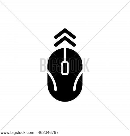 Mouse Pc Scroll Up Silhouette Icon. Computer Mouse Move Arrow Top Glyph Pictogram. Technology Wirele