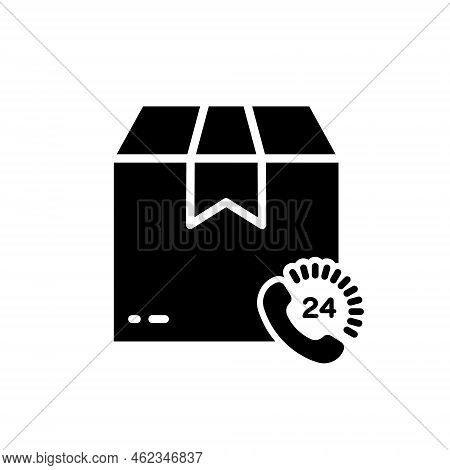 Fast Delivery Service 24 Hours 7 Days Silhouette Icon. Shipping Parcel Box Around The Clock Glyph Pi