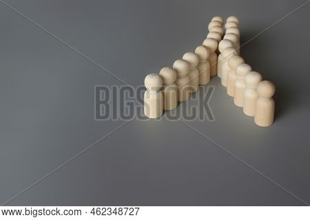 Reorganization Of The Company, Dividing Team Concept. Group Of People Figures Divide Into Two.