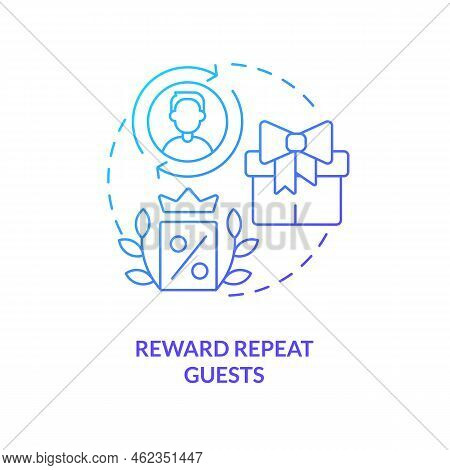 Reward Repeat Guests Blue Gradient Concept Icon. Elevating Guest Satisfaction Abstract Idea Thin Lin