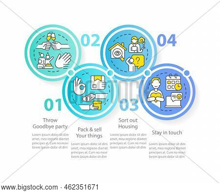 Immigration Tips Circle Infographic Template. Prepare To Relocate Abroad. Data Visualization With 5 