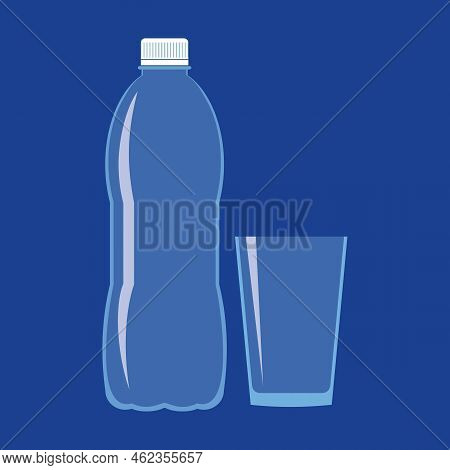Empty Plastic Bottle And Glass Flat Icon