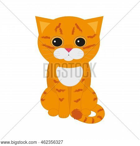 Vector Illustration Of Ginger Cat In Flat Style