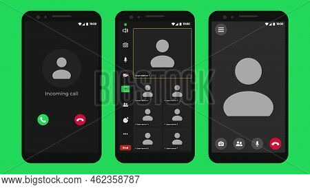 Video Conferencing User Interface. Video Calls Window Overlay. Video Call Screen Mockup. Screen Disp