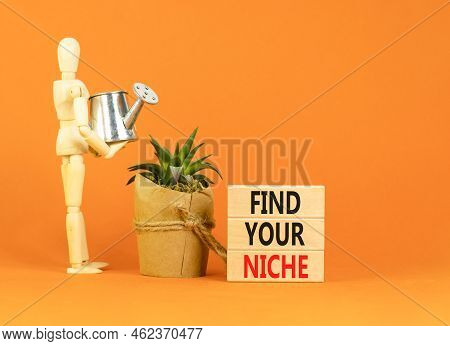 Find Your Niche Symbol. Concept Words Find Your Niche On Wooden Blocks. Businessman Model. Beautiful