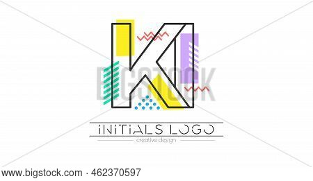 Letters K And I. Merging Of Two Letters. Initials Logo Or Abbreviation Symbol. Vector Illustration F