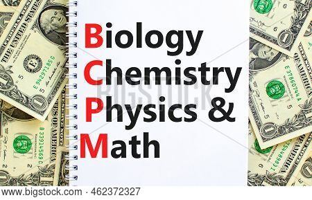 Bcpm Biology Chemistry Physics Math Symbol. Concept Words Bcpm Biology Chemistry Physics Math On The