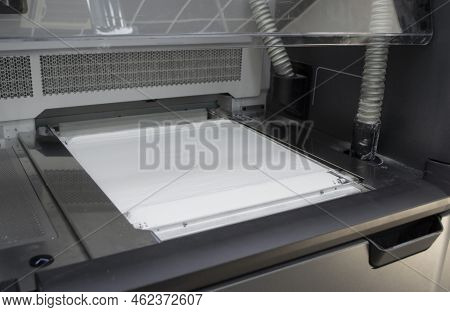 White Polyamide Powder For Printing Powder 3d Printer Close-up. Powder For High-speed Printing Of 3d