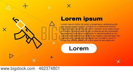 Line Submachine Gun Icon Isolated On Yellow Background. Kalashnikov Or Ak47. Colorful Outline Concep