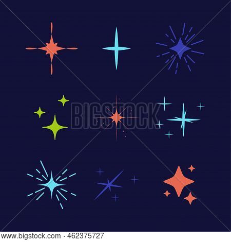 Modern Brutalism Stars Shapes. Minimalist Geometric Elements, Abstract Bauhaus Forms. Simple Color S
