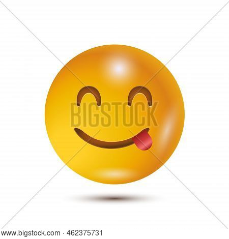 Tasty, Deliciuos, Yum. Vector Illustration. Smiling Emoticon Character Design. Isolated In White Bac