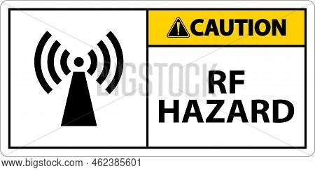 Caution Rf Hazard Sign On White Background