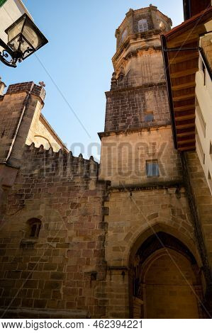 Sunny Day In Small Fisherman's Village Getaria Near San Sebastian City, Basque Country With Famous F