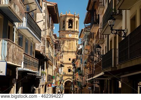 Sunny Day In Small Fisherman's Village Getaria Near San Sebastian City, Basque Country With Famous F