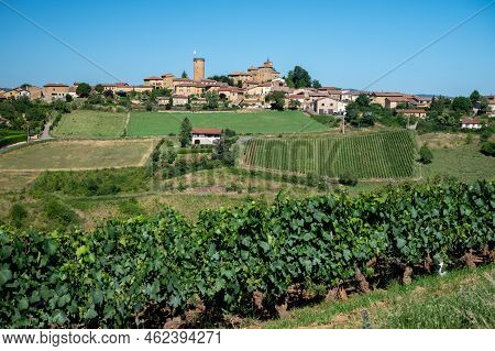 Landscape With Vineyards Near Beaujolais Wine Making Village Val D'oingt, Gateway To Beaujolais Wine