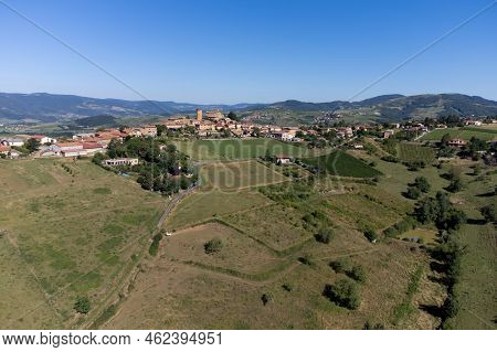 Landscape With Vineyards Near Beaujolais Wine Making Village Val D'oingt, Gateway To Beaujolais Wine