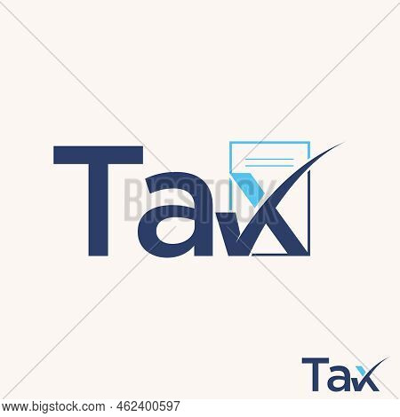 Simple And Unique Letter Or Word Tax Font With Paper And Checklist Image Graphic Icon Logo Design Ab