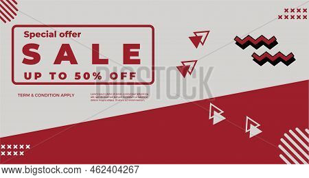 Sale Banner Template Design With Geometric Background , Big Sale Special Offer Up To 50% Off. Super 