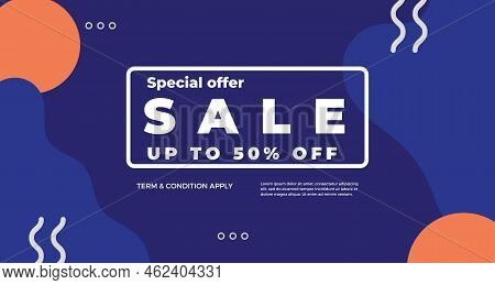 Sale Banner Template Design With Geometric Background , Big Sale Special Offer Up To 50% Off. Super 