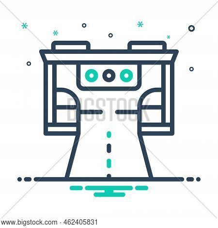 Mix Icon For Toll Road-toll Gate Highway Barrier Traffic Checkpoint Tollbooth Transportation