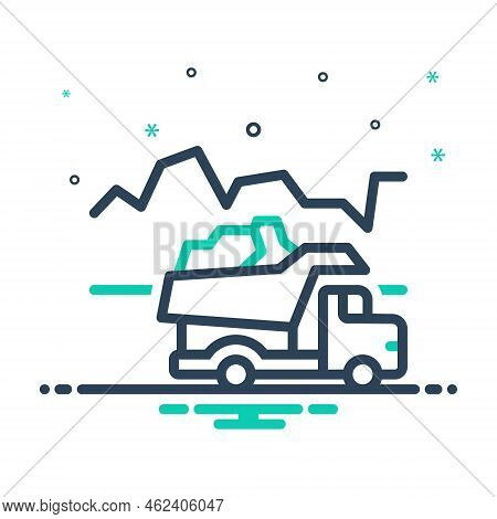 Mix Icon For Mining Fossorial Coal Material Metal Mineral Fuel Cargo Dumper Excavate Transportation 