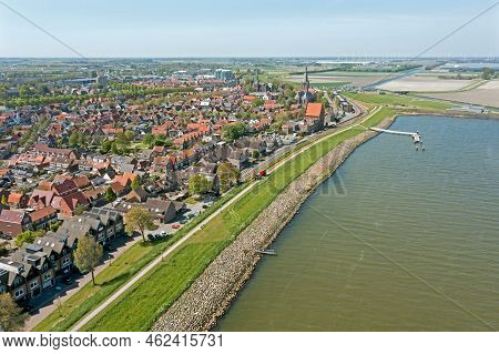 Aerial From The City Medemblik At The Ijsselmeer In The Netherlands