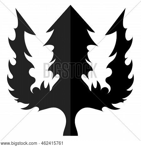 Trident Silhouette Icon Isolated On White Background.