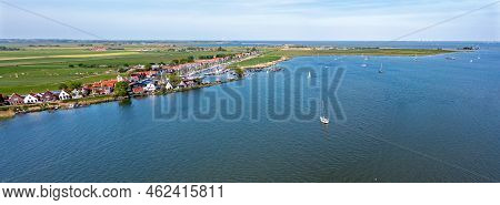 Aerial Panorama From The Traditional Village Durgerdam Near Amsterdam In The Netherlands At The Ijss