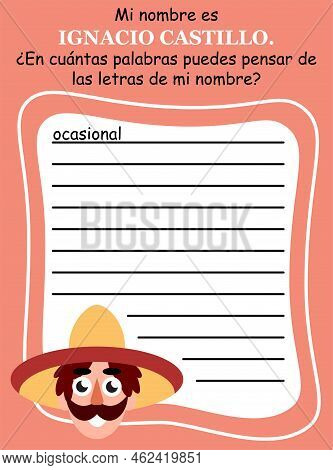 Anagram Word Game In Spanish For Kids Vector Illustration