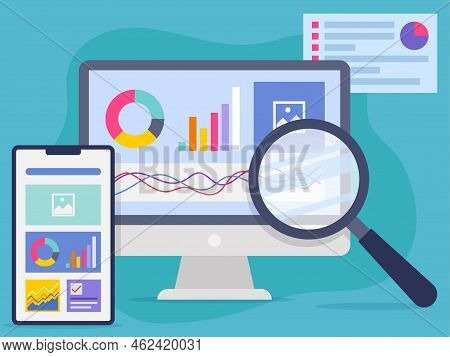 Search Engine Optimization Analytics Infographics Vector Illustration.