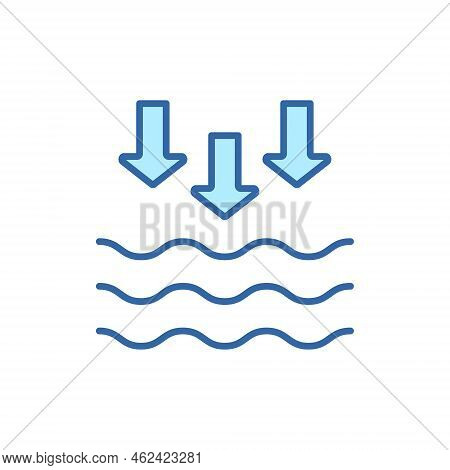 Low Tide Linear Color Icon. Waves On The Sea Or Ocean Colorful Line Icon. Editable Stroke. Vector Is
