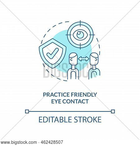 Practice Friendly Eye Contact Blue Concept Icon. Nonverbal Communication Advice Abstract Idea Thin L