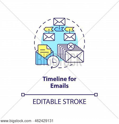 Timeline For Emails Concept Icon. Sending Schedule. Lead Nurturing Campaign Abstract Idea Thin Line 