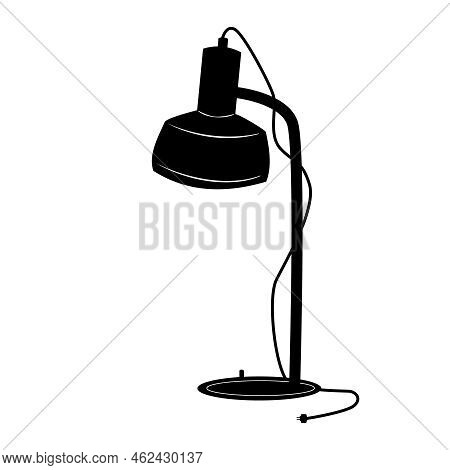 Table Lamp Isolated On White Background. Night Light Icon. Bedroom Lampshade Silhouette. Room, Home,