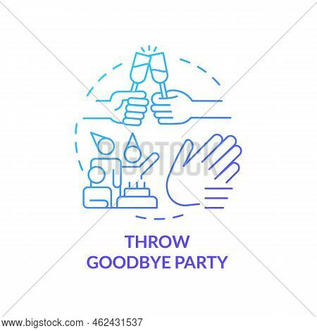 Throw Farewell Party Blue Gradient Concept Icon. Last Meeting Before Moving Abroad. Adieu Get Togeth