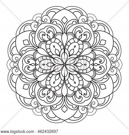 Adult Coloring Page Mandala.hand Drawn Illustration.ornament Design For Coloring Page