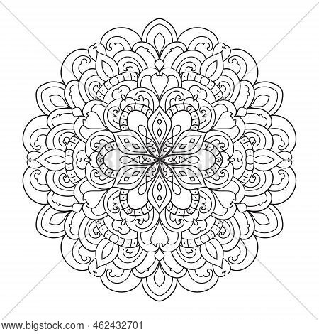 Mandala Isolated On The White Background.decorative Monochrome Ethnic Mandala Pattern.