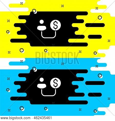 White Human And Money Icon Isolated On Black Background. Concept Of Attracting Investments. Big Busi
