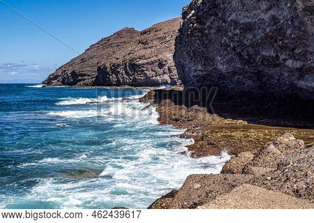 View Of The Coastline Of Puerto De La Aldea Of The Village Of San Nicolas In Gran Canaria In Spain