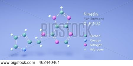 Kinetin, Molecular Structures, Plant Hormone, 3d Model, Structural Chemical Formula And Atoms With C